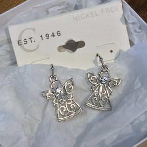 Angel Earrings Dangle Silver Gemstone | C Est. 1946 | Women's Girl's | Jewelry